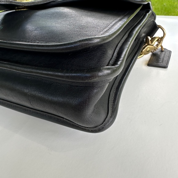 Vintage Coach 5130 Black Leather Station Satchel Crossbody Bag Brass Hardware - Picture 11 of 16